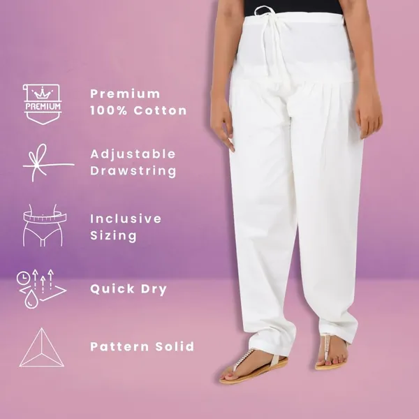 Off_White_Salwar_Pant_-_Modern_Style_Pure_Cotton_For_Women_-_Ethnic_Semi_Patiala_Trouser_-_Office,Home_-_All_Day_Comfort_Wear_With_Drawstring