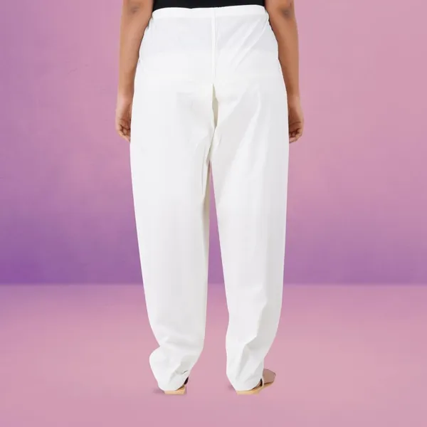 Off_White_Salwar_Pant_-_Modern_Style_Pure_Cotton_For_Women_-_Ethnic_Semi_Patiala_Trouser_-_Office,Home_-_All_Day_Comfort_Wear_With_Drawstring