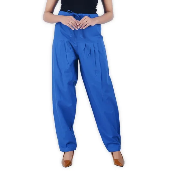 Plum_Blue_Salwar_Pant_-_Modern_Style_Pure_Cotton_For_Women_-_Ethnic_Semi_Patiala_Trouser_-_Office,Home_-_All_Day_Comfort_Wear_With_Drawstring