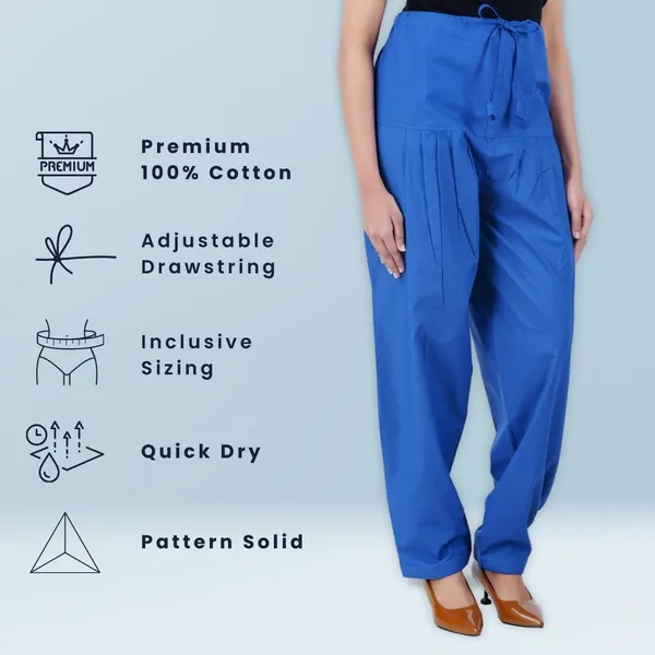 Plum_Blue_Salwar_Pant_-_Modern_Style_Pure_Cotton_For_Women_-_Ethnic_Semi_Patiala_Trouser_-_Office,Home_-_All_Day_Comfort_Wear_With_Drawstring