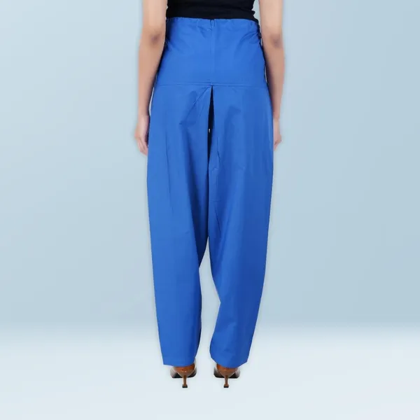 Plum_Blue_Salwar_Pant_-_Modern_Style_Pure_Cotton_For_Women_-_Ethnic_Semi_Patiala_Trouser_-_Office,Home_-_All_Day_Comfort_Wear_With_Drawstring