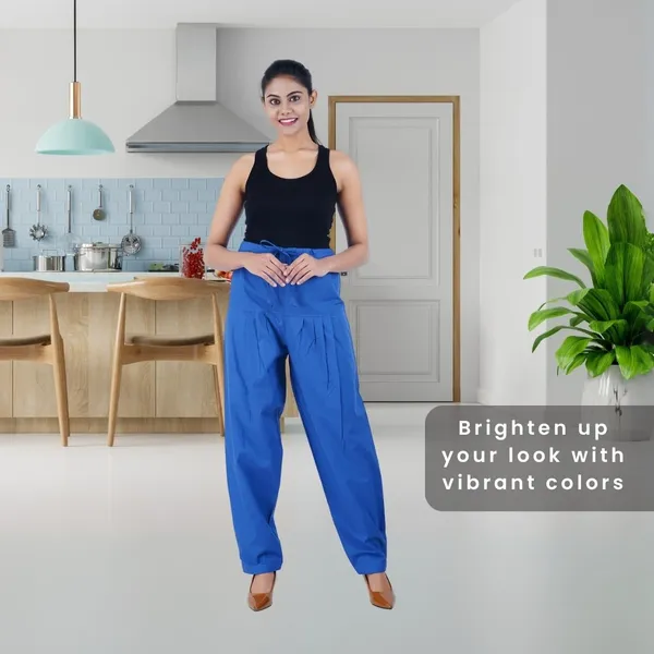 Plum_Blue_Salwar_Pant_-_Modern_Style_Pure_Cotton_For_Women_-_Ethnic_Semi_Patiala_Trouser_-_Office,Home_-_All_Day_Comfort_Wear_With_Drawstring