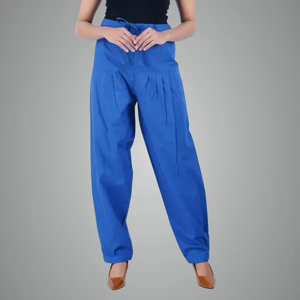 Plum_Blue_Salwar_Pant_-_Modern_Style_Pure_Cotton_For_Women_-_Ethnic_Semi_Patiala_Trouser_-_Office,Home_-_All_Day_Comfort_Wear_With_Drawstring