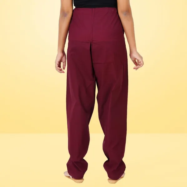 Rosewood_Maroon_Salwar_Pant_-_Modern_Style_Pure_Cotton_For_Women_-_Ethnic_Semi_Patiala_Trouser_-_Office,Home_-_All_Day_Comfort_Wear_With_Drawstring