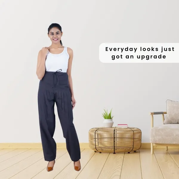Steel_Grey_Salwar_Pant_-_Modern_Style_Pure_Cotton_For_Women_-_Ethnic_Semi_Patiala_Trouser_-_Office,Home_-_All_Day_Comfort_Wear_With_Drawstring