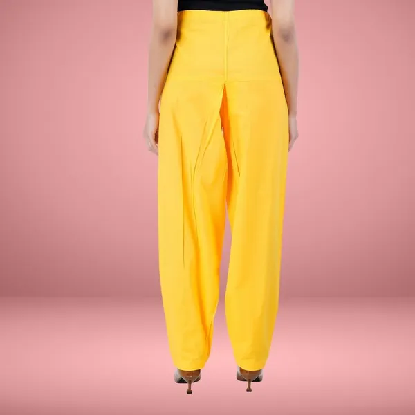 Summer_Yellow_Salwar_Pant_-_Modern_Style_Pure_Cotton_For_Women_-_Ethnic_Semi_Patiala_Trouser_-_Office,Home_-_All_Day_Comfort_Wear_With_Drawstring