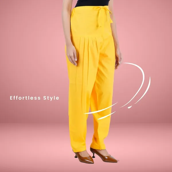 Summer_Yellow_Salwar_Pant_-_Modern_Style_Pure_Cotton_For_Women_-_Ethnic_Semi_Patiala_Trouser_-_Office,Home_-_All_Day_Comfort_Wear_With_Drawstring