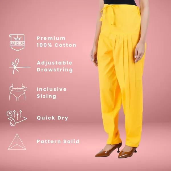 Summer_Yellow_Salwar_Pant_-_Modern_Style_Pure_Cotton_For_Women_-_Ethnic_Semi_Patiala_Trouser_-_Office,Home_-_All_Day_Comfort_Wear_With_Drawstring
