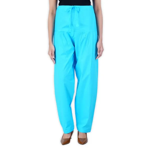 Turq_Blue_Salwar_Pant_-_Modern_Style_Pure_Cotton_For_Women_-_Ethnic_Semi_Patiala_Trouser_-_Office,Home_-_All_Day_Comfort_Wear_With_Drawstring