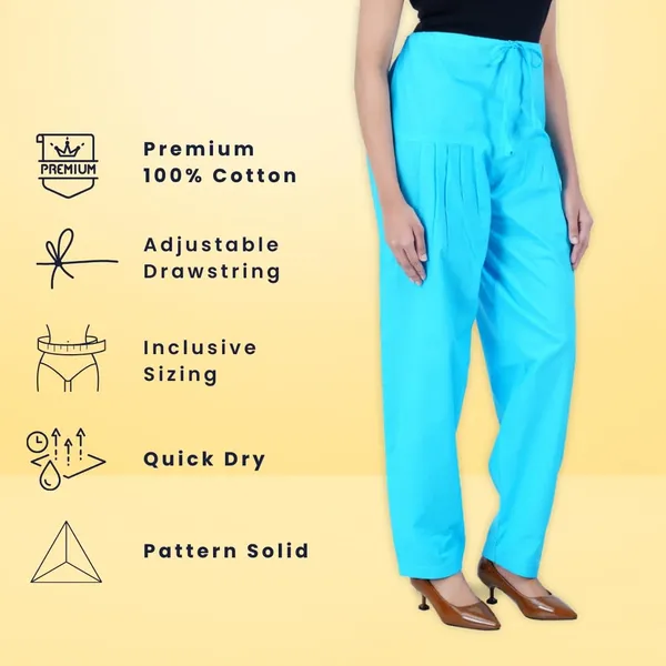 Turq_Blue_Salwar_Pant_-_Modern_Style_Pure_Cotton_For_Women_-_Ethnic_Semi_Patiala_Trouser_-_Office,Home_-_All_Day_Comfort_Wear_With_Drawstring