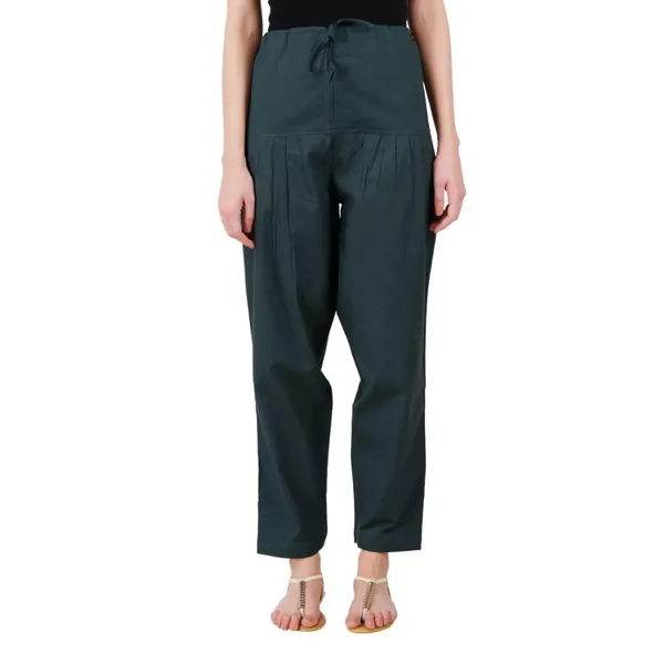 Trekking_Green_Salwar_Pant_-_Modern_Style_Pure_Cotton_For_Women_-_Ethnic_Semi_Patiala_Trouser_-_Office,Home_-_All_Day_Comfort_Wear_With_Drawstring