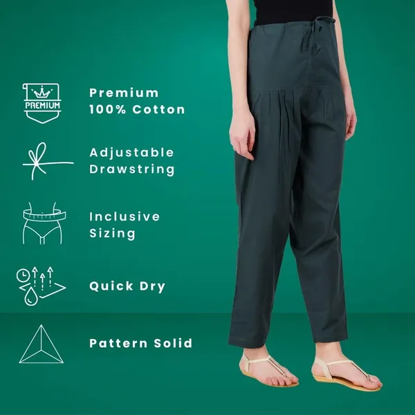 Trekking_Green_Salwar_Pant_-_Modern_Style_Pure_Cotton_For_Women_-_Ethnic_Semi_Patiala_Trouser_-_Office,Home_-_All_Day_Comfort_Wear_With_Drawstring