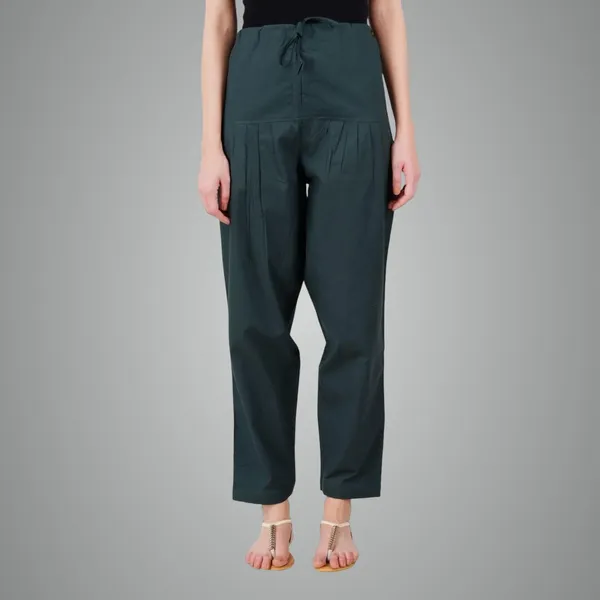 Trekking_Green_Salwar_Pant_-_Modern_Style_Pure_Cotton_For_Women_-_Ethnic_Semi_Patiala_Trouser_-_Office,Home_-_All_Day_Comfort_Wear_With_Drawstring