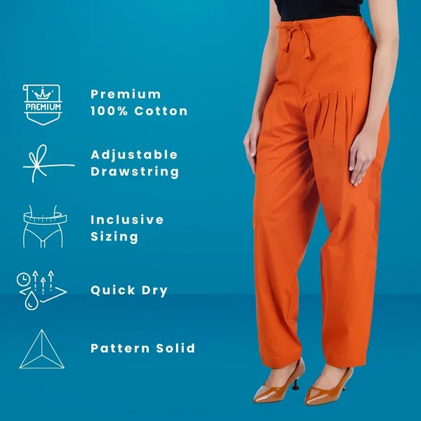 Burnt_Orange_Salwar_Pant_-_Modern_Style_Pure_Cotton_For_Women_-_Ethnic_Semi_Patiala_Trouser_-_Office,Home_-_All_Day_Comfort_Wear_With_Drawstring