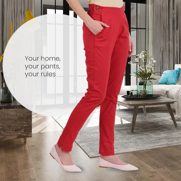 Barbados_Cherry_Ultra_Soft_Stretchable_Lycra_Cotton_Trousers_Pant_For_Women,_Half-Elasticated_Waist,_Side_Zipper_&_Pocket,_Straight_Fit_Formal_Wear_For_Regular_Office,_Work,_College_&_Daily_Casual_Use