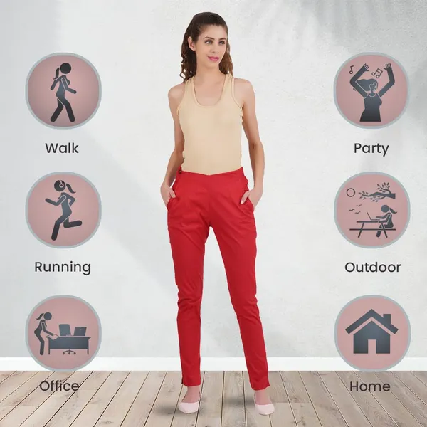 Barbados_Cherry_Ultra_Soft_Stretchable_Lycra_Cotton_Trousers_Pant_For_Women,_Half-Elasticated_Waist,_Side_Zipper_&_Pocket,_Straight_Fit_Formal_Wear_For_Regular_Office,_Work,_College_&_Daily_Casual_Use