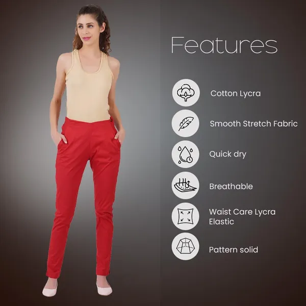 Barbados_Cherry_Ultra_Soft_Stretchable_Lycra_Cotton_Trousers_Pant_For_Women,_Half-Elasticated_Waist,_Side_Zipper_&_Pocket,_Straight_Fit_Formal_Wear_For_Regular_Office,_Work,_College_&_Daily_Casual_Use