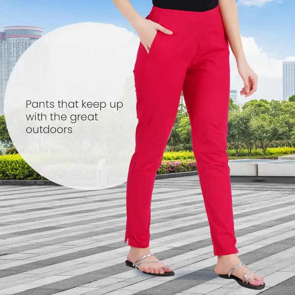Bright_Pink_Ultra_Soft_Stretchable_Lycra_Cotton_Trousers_Pant_For_Women,_Half-Elasticated_Waist,_Side_Zipper_&_Pocket,_Straight_Fit_Formal_Wear_For_Regular_Office,_Work,_College_&_Daily_Casual_Use