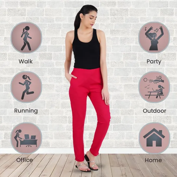 Bright_Pink_Ultra_Soft_Stretchable_Lycra_Cotton_Trousers_Pant_For_Women,_Half-Elasticated_Waist,_Side_Zipper_&_Pocket,_Straight_Fit_Formal_Wear_For_Regular_Office,_Work,_College_&_Daily_Casual_Use