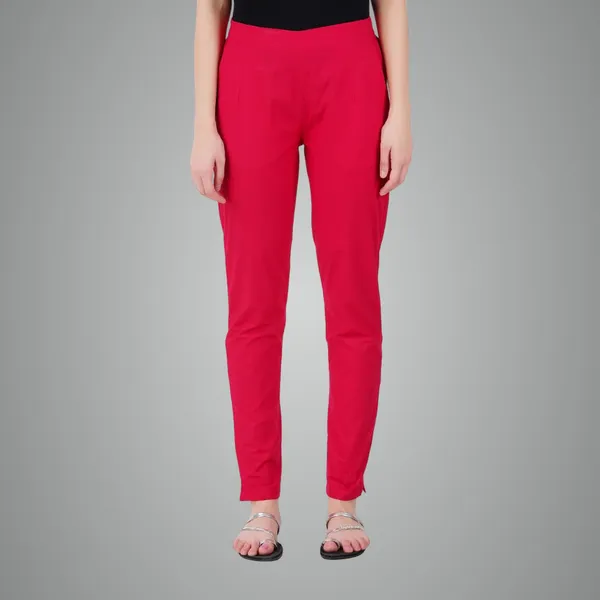 Bright_Pink_Ultra_Soft_Stretchable_Lycra_Cotton_Trousers_Pant_For_Women,_Half-Elasticated_Waist,_Side_Zipper_&_Pocket,_Straight_Fit_Formal_Wear_For_Regular_Office,_Work,_College_&_Daily_Casual_Use