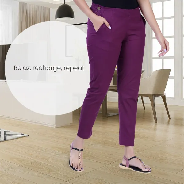 Beetroot_Ultra_Soft_Stretchable_Lycra_Cotton_Trousers_Pant_For_Women,_Half-Elasticated_Waist,_Side_Zipper_&_Pocket,_Straight_Fit_Formal_Wear_For_Regular_Office,_Work,_College_&_Daily_Casual_Use