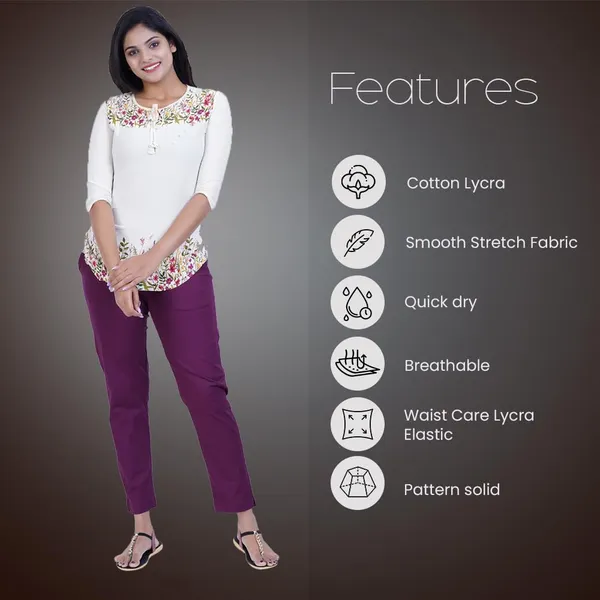 Beetroot_Ultra_Soft_Stretchable_Lycra_Cotton_Trousers_Pant_For_Women,_Half-Elasticated_Waist,_Side_Zipper_&_Pocket,_Straight_Fit_Formal_Wear_For_Regular_Office,_Work,_College_&_Daily_Casual_Use