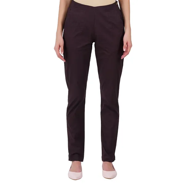 Coffee_Brown_Ultra_Soft_Stretchable_Lycra_Cotton_Trousers_Pant_For_Women,_Half-Elasticated_Waist,_Side_Zipper_&_Pocket,_Straight_Fit_Formal_Wear_For_Regular_Office,_Work,_College_&_Daily_Casual_Use