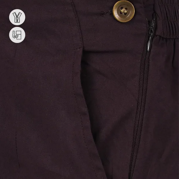 Coffee_Brown_Ultra_Soft_Stretchable_Lycra_Cotton_Trousers_Pant_For_Women,_Half-Elasticated_Waist,_Side_Zipper_&_Pocket,_Straight_Fit_Formal_Wear_For_Regular_Office,_Work,_College_&_Daily_Casual_Use