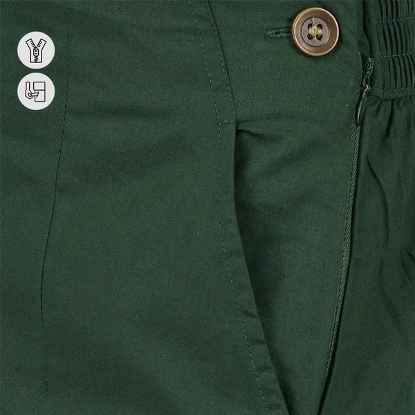 Dark_Green_Ultra_Soft_Stretchable_Lycra_Cotton_Trousers_Pant_For_Women,_Half-Elasticated_Waist,_Side_Zipper_&_Pocket,_Straight_Fit_Formal_Wear_For_Regular_Office,_Work,_College_&_Daily_Casual_Use
