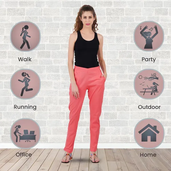 Deep_Sea_Coral_Ultra_Soft_Stretchable_Lycra_Cotton_Trousers_Pant_For_Women,_Half-Elasticated_Waist,_Side_Zipper_&_Pocket,_Straight_Fit_Formal_Wear_For_Regular_Office,_Work,_College_&_Daily_Casual_Use