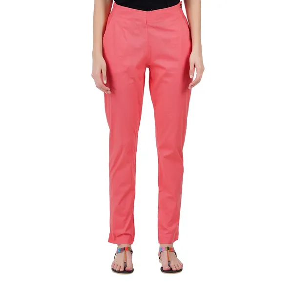 Deep_Sea_Coral_Ultra_Soft_Stretchable_Lycra_Cotton_Trousers_Pant_For_Women,_Half-Elasticated_Waist,_Side_Zipper_&_Pocket,_Straight_Fit_Formal_Wear_For_Regular_Office,_Work,_College_&_Daily_Casual_Use
