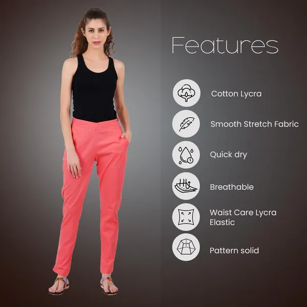 Deep_Sea_Coral_Ultra_Soft_Stretchable_Lycra_Cotton_Trousers_Pant_For_Women,_Half-Elasticated_Waist,_Side_Zipper_&_Pocket,_Straight_Fit_Formal_Wear_For_Regular_Office,_Work,_College_&_Daily_Casual_Use
