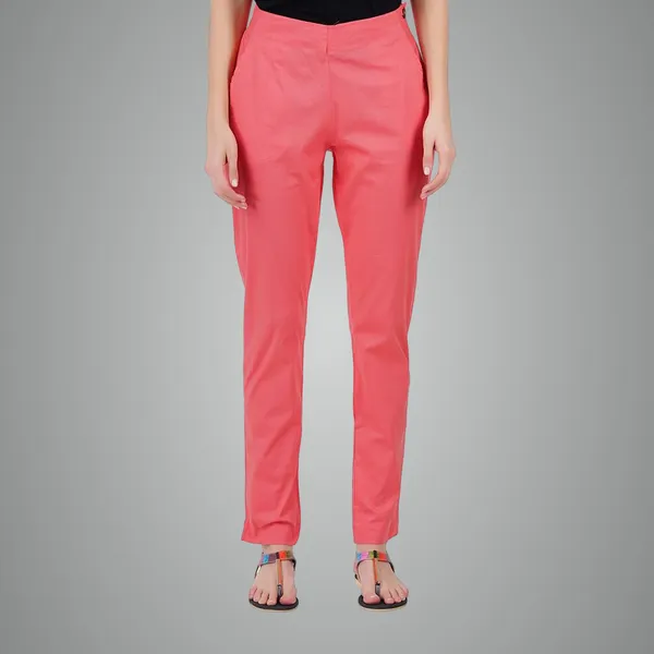 Deep_Sea_Coral_Ultra_Soft_Stretchable_Lycra_Cotton_Trousers_Pant_For_Women,_Half-Elasticated_Waist,_Side_Zipper_&_Pocket,_Straight_Fit_Formal_Wear_For_Regular_Office,_Work,_College_&_Daily_Casual_Use