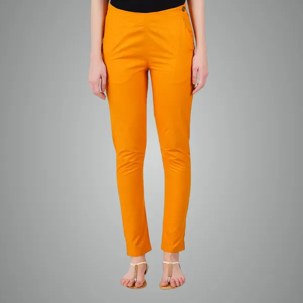 Fire_Yellow_Ultra_Soft_Stretchable_Lycra_Cotton_Trousers_Pant_For_Women,_Half-Elasticated_Waist,_Side_Zipper_&_Pocket,_Straight_Fit_Formal_Wear_For_Regular_Office,_Work,_College_&_Daily_Casual_Use