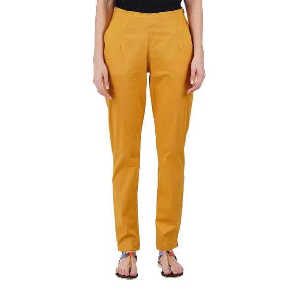 Honey_Mustard_Ultra_Soft_Stretchable_Lycra_Cotton_Trousers_Pant_For_Women,_Half-Elasticated_Waist,_Side_Zipper_&_Pocket,_Straight_Fit_Formal_Wear_For_Regular_Office,_Work,_College_&_Daily_Casual_Use