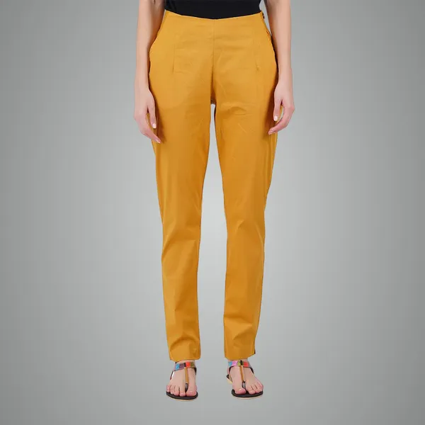 Honey_Mustard_Ultra_Soft_Stretchable_Lycra_Cotton_Trousers_Pant_For_Women,_Half-Elasticated_Waist,_Side_Zipper_&_Pocket,_Straight_Fit_Formal_Wear_For_Regular_Office,_Work,_College_&_Daily_Casual_Use