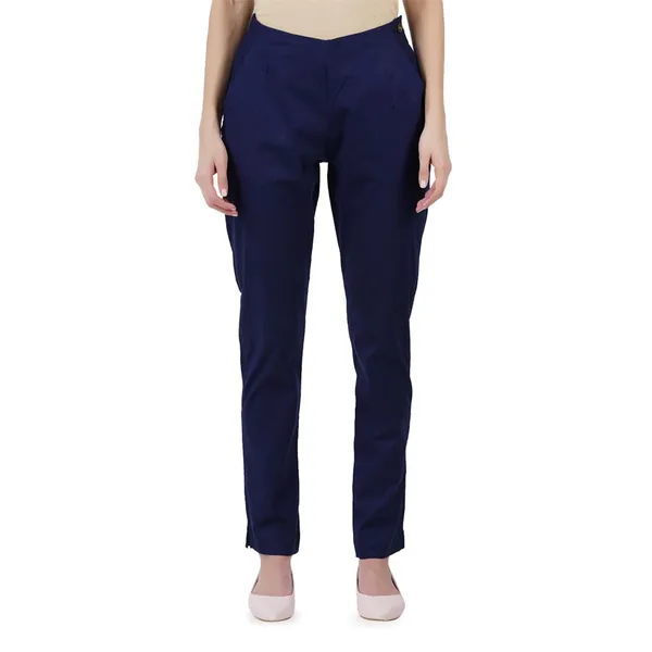 Midnight_Blue_Ultra_Soft_Stretchable_Lycra_Cotton_Trousers_Pant_For_Women,_Half-Elasticated_Waist,_Side_Zipper_&_Pocket,_Straight_Fit_Formal_Wear_For_Regular_Office,_Work,_College_&_Daily_Casual_Use