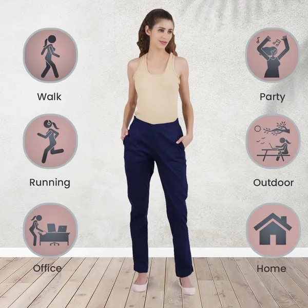 Midnight_Blue_Ultra_Soft_Stretchable_Lycra_Cotton_Trousers_Pant_For_Women,_Half-Elasticated_Waist,_Side_Zipper_&_Pocket,_Straight_Fit_Formal_Wear_For_Regular_Office,_Work,_College_&_Daily_Casual_Use