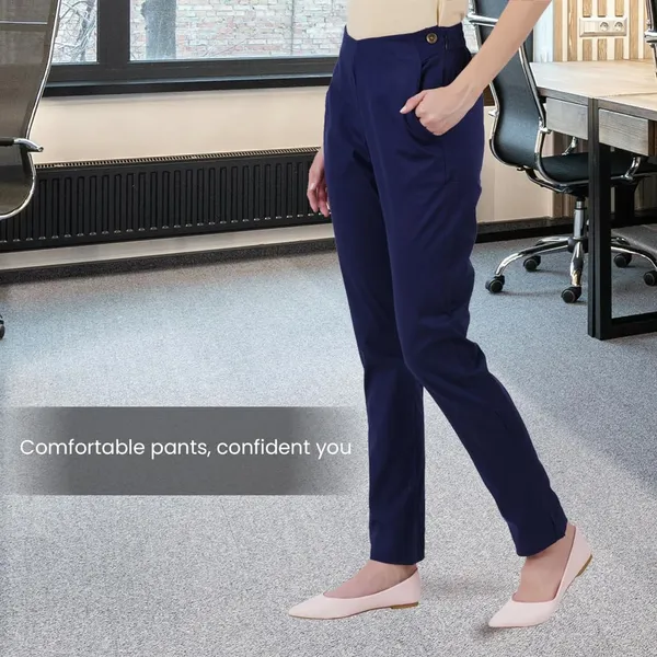 Midnight_Blue_Ultra_Soft_Stretchable_Lycra_Cotton_Trousers_Pant_For_Women,_Half-Elasticated_Waist,_Side_Zipper_&_Pocket,_Straight_Fit_Formal_Wear_For_Regular_Office,_Work,_College_&_Daily_Casual_Use