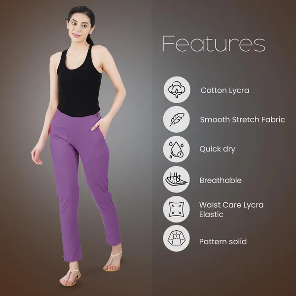 Magenta_Violet_Ultra_Soft_Stretchable_Lycra_Cotton_Trousers_Pant_For_Women,_Half-Elasticated_Waist,_Side_Zipper_&_Pocket,_Straight_Fit_Formal_Wear_For_Regular_Office,_Work,_College_&_Daily_Casual_Use