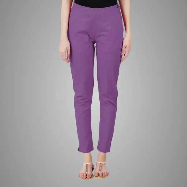 Magenta_Violet_Ultra_Soft_Stretchable_Lycra_Cotton_Trousers_Pant_For_Women,_Half-Elasticated_Waist,_Side_Zipper_&_Pocket,_Straight_Fit_Formal_Wear_For_Regular_Office,_Work,_College_&_Daily_Casual_Use