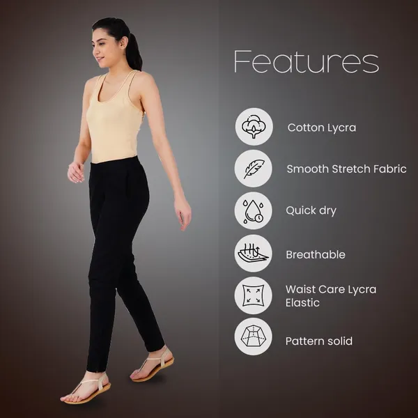 Black_Ultra_Soft_Stretchable_Lycra_Cotton_Trousers_Pant_For_Women,_Half-Elasticated_Waist,_Side_Zipper_&_Pocket,_Straight_Fit_Formal_Wear_For_Regular_Office,_Work,_College_&_Daily_Casual_Use