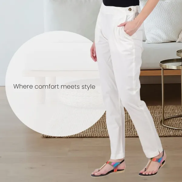 Off_White_Ultra_Soft_Stretchable_Lycra_Cotton_Trousers_Pant_For_Women,_Half-Elasticated_Waist,_Side_Zipper_&_Pocket,_Straight_Fit_Formal_Wear_For_Regular_Office,_Work,_College_&_Daily_Casual_Use