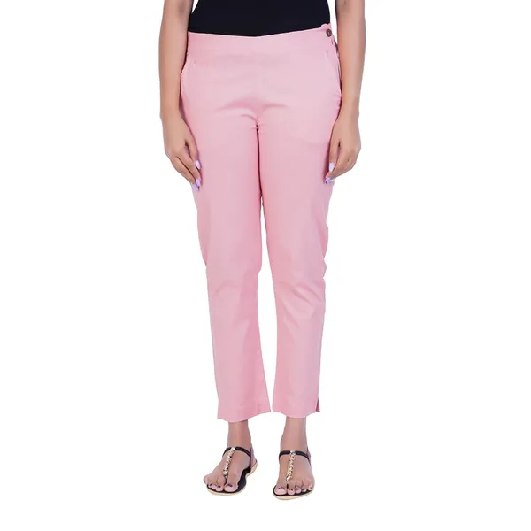 Peach_Pink_Ultra_Soft_Stretchable_Lycra_Cotton_Trousers_Pant_For_Women,_Half-Elasticated_Waist,_Side_Zipper_&_Pocket,_Straight_Fit_Formal_Wear_For_Regular_Office,_Work,_College_&_Daily_Casual_Use