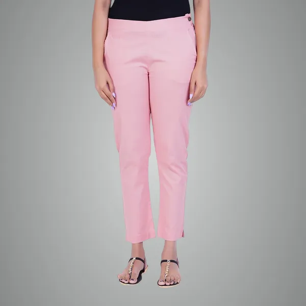 Peach_Pink_Ultra_Soft_Stretchable_Lycra_Cotton_Trousers_Pant_For_Women,_Half-Elasticated_Waist,_Side_Zipper_&_Pocket,_Straight_Fit_Formal_Wear_For_Regular_Office,_Work,_College_&_Daily_Casual_Use