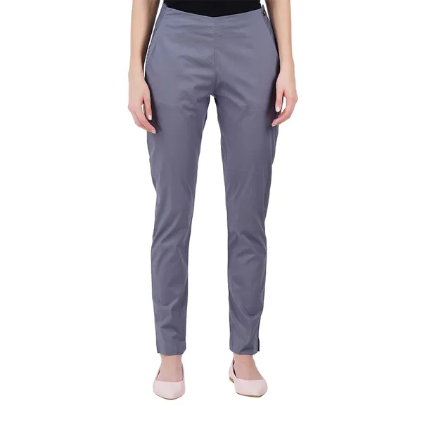 Steel_Grey_Ultra_Soft_Stretchable_Lycra_Cotton_Trousers_Pant_For_Women,_Half-Elasticated_Waist,_Side_Zipper_&_Pocket,_Straight_Fit_Formal_Wear_For_Regular_Office,_Work,_College_&_Daily_Casual_Use