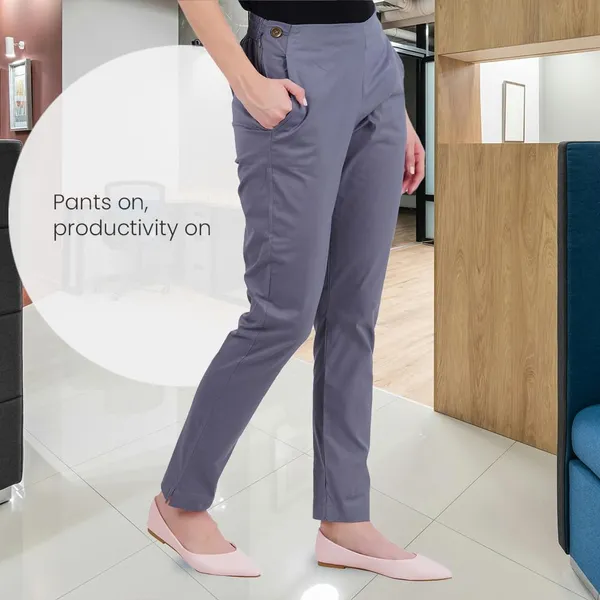 Steel_Grey_Ultra_Soft_Stretchable_Lycra_Cotton_Trousers_Pant_For_Women,_Half-Elasticated_Waist,_Side_Zipper_&_Pocket,_Straight_Fit_Formal_Wear_For_Regular_Office,_Work,_College_&_Daily_Casual_Use