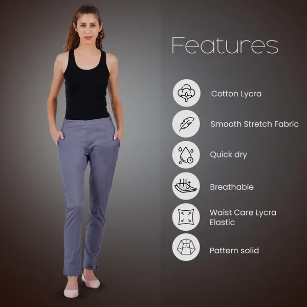 Steel_Grey_Ultra_Soft_Stretchable_Lycra_Cotton_Trousers_Pant_For_Women,_Half-Elasticated_Waist,_Side_Zipper_&_Pocket,_Straight_Fit_Formal_Wear_For_Regular_Office,_Work,_College_&_Daily_Casual_Use