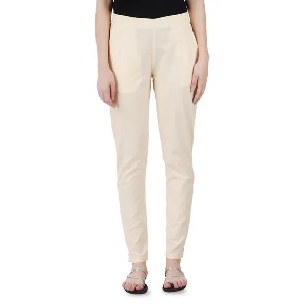 Cream_Ultra_Soft_Stretchable_Lycra_Cotton_Trousers_Pant_For_Women,_Half-Elasticated_Waist,_Side_Zipper_&_Pocket,_Straight_Fit_Formal_Wear_For_Regular_Office,_Work,_College_&_Daily_Casual_Use