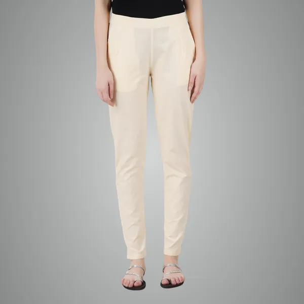 Cream_Ultra_Soft_Stretchable_Lycra_Cotton_Trousers_Pant_For_Women,_Half-Elasticated_Waist,_Side_Zipper_&_Pocket,_Straight_Fit_Formal_Wear_For_Regular_Office,_Work,_College_&_Daily_Casual_Use